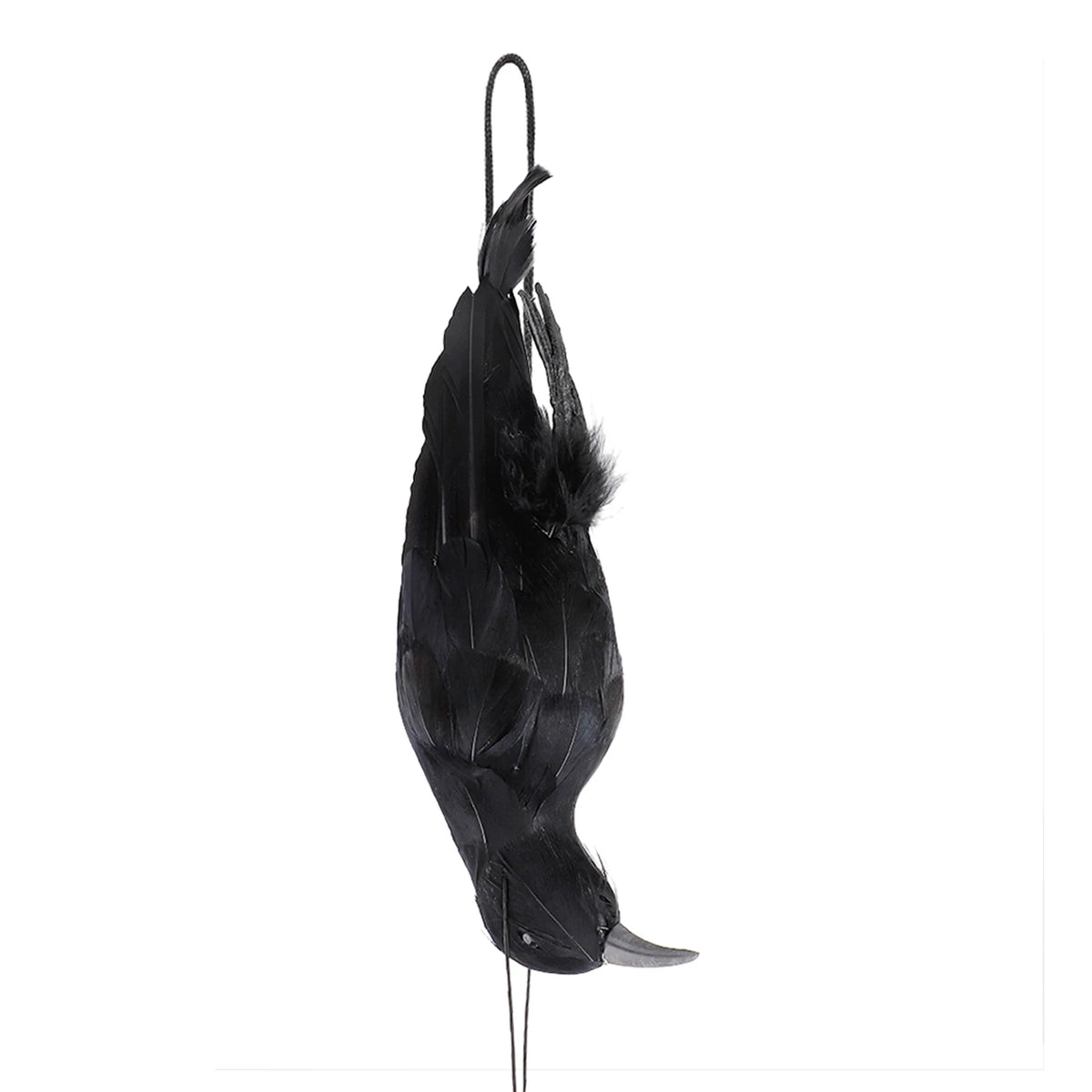 Stimulated Realistic Hanging Crow Black Feathered Bird Halloween Bar Ornaments Scary Prop Outdoor Garden Yard Crow Prop Decor