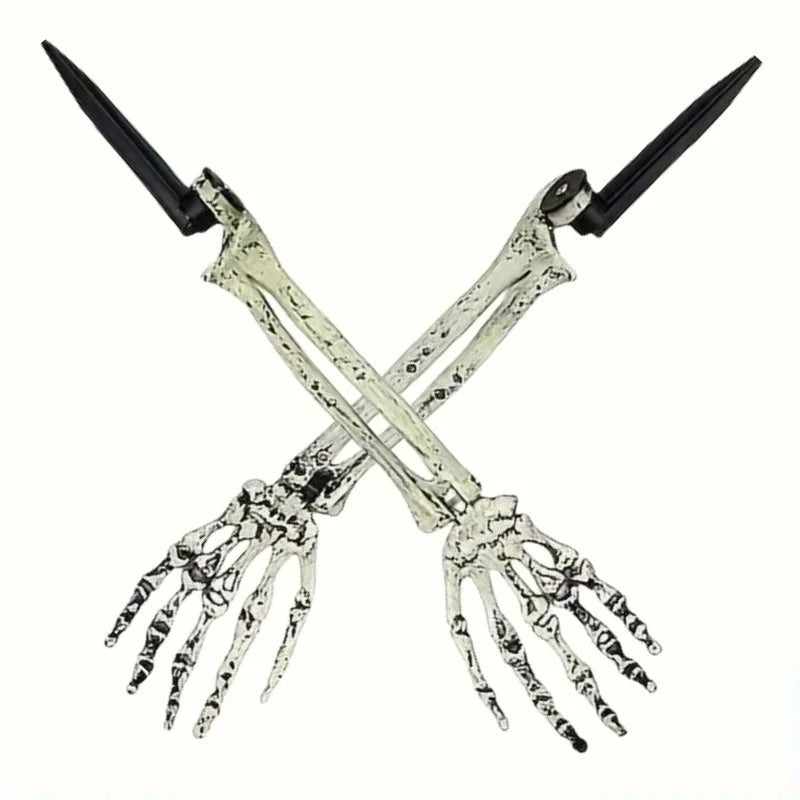 1 6pcs Skeleton Bone Garden Ground Stakes Skull Head Hand Halloween Home Yard