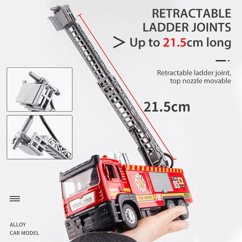 1:50 Alloy Fire Truck Firefighter Simulation Sprinkler Car Diecast Water Spray