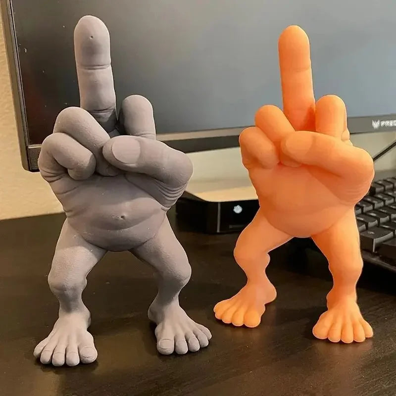 Middle Finger Figure With Legs Office Desk Resin Ornaments Creative Funny