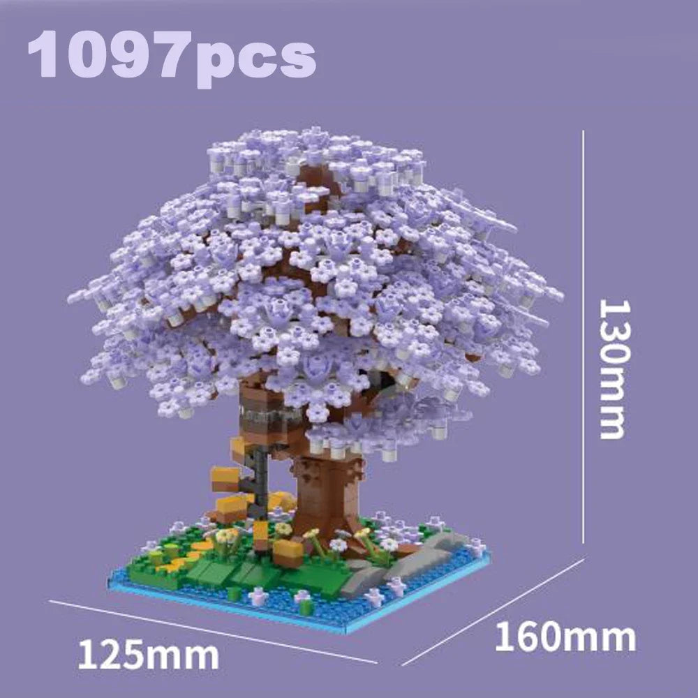 DIY Cherry Blossom Flower Tree Building Blocks House