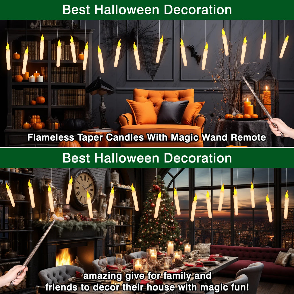 Halloween LED Floating Candles Magic Wand Remote Battery Operated Potter