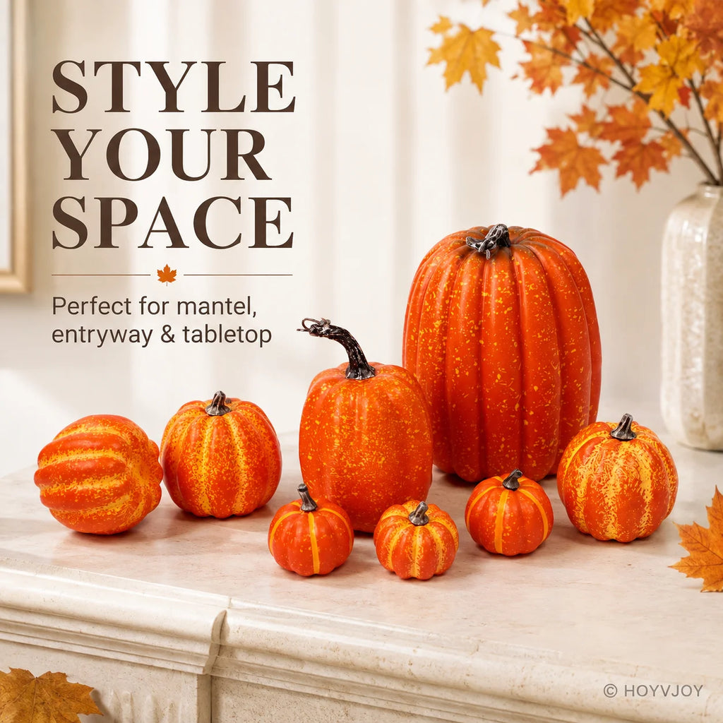 7pcs Pumpkin Autumn Decor Outdoor Foam Plastic