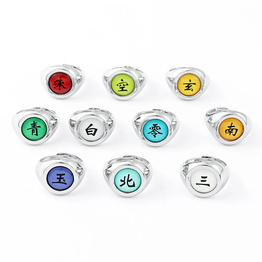 10PCS Set Anime Akatsuki Itachi Metal Rings Cartoon Cool Cosplay Accessory