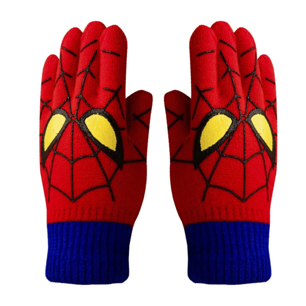 Spider Pattern Winter Warm Knitted Gloves Soft Stretch Full Finger Gloves
