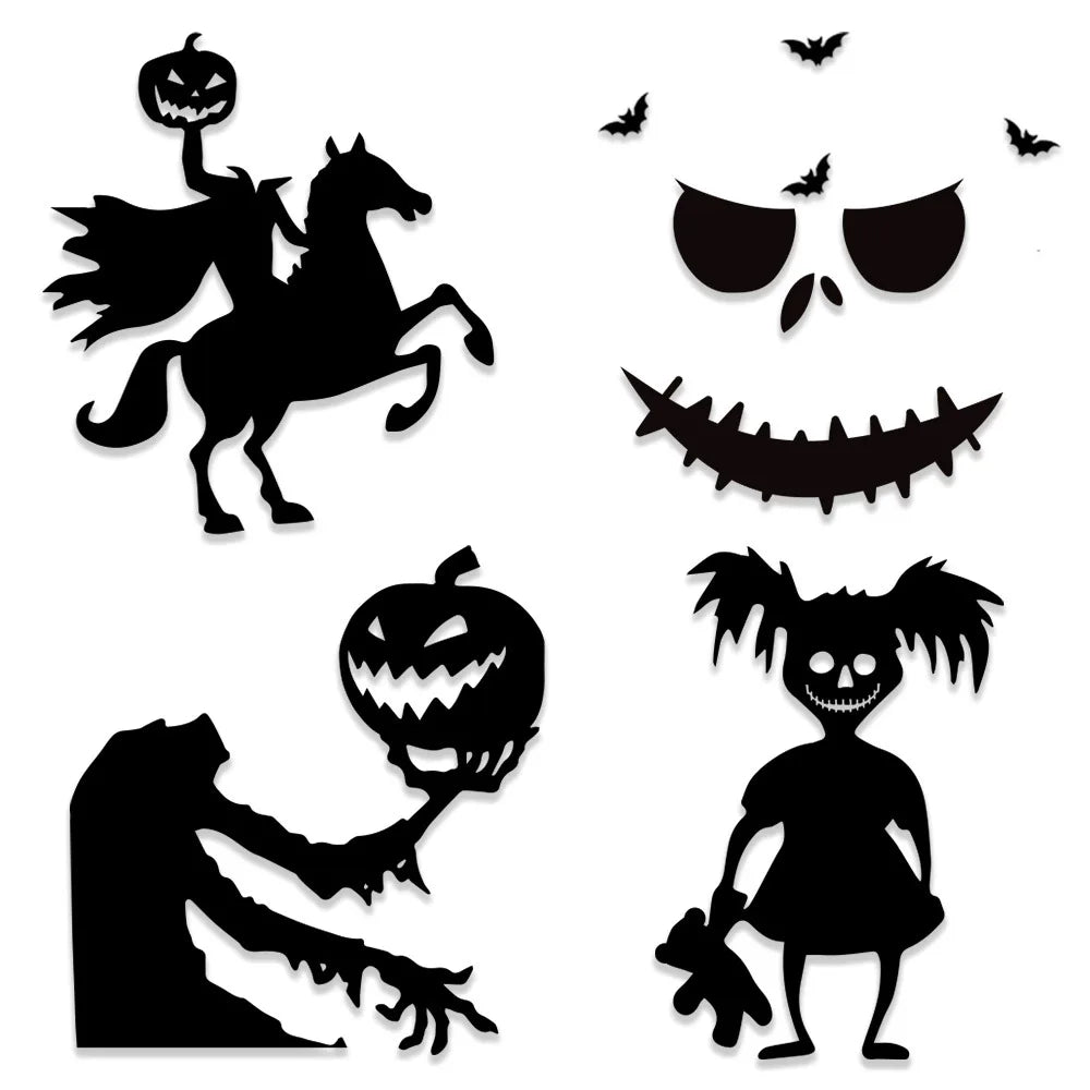 Halloween Decoration Room Door Stickers Window Decor Skeleton Hand Pumpkin DIY