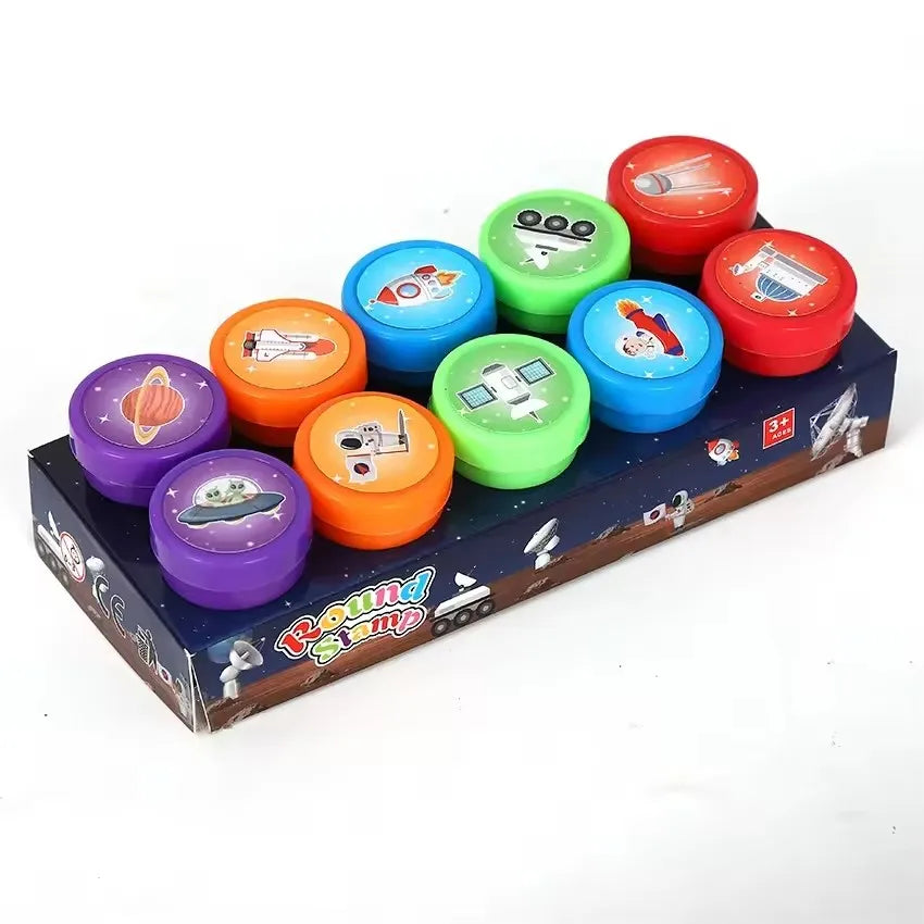 10pcs Assorted Stamps Self-ink Stamps Toy Stamps Smiley Face Seal Scrapbook