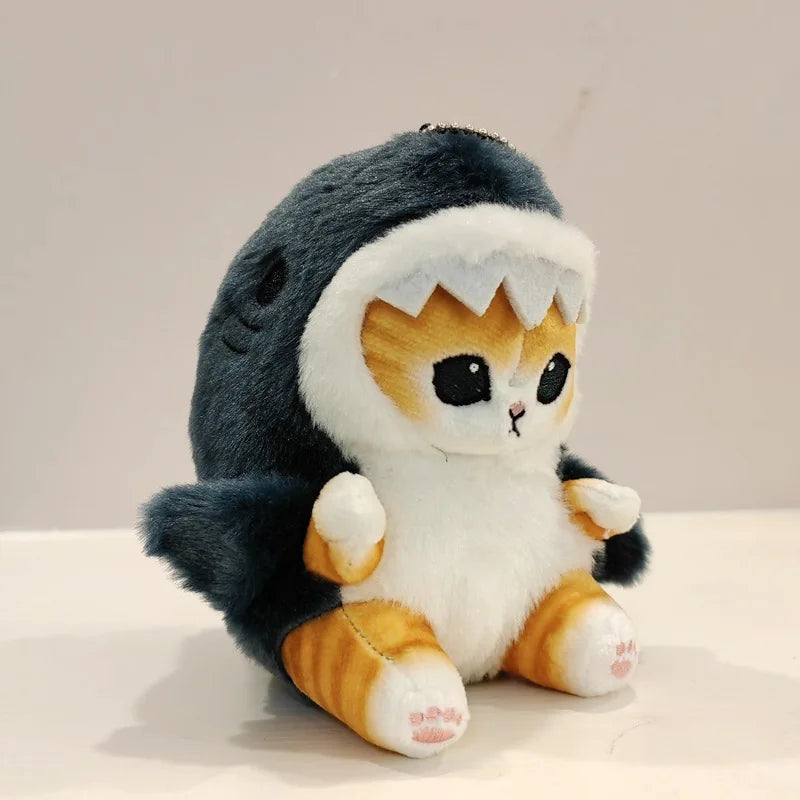 Kawaii Tempura Shark Cat Keychain Plush Charm