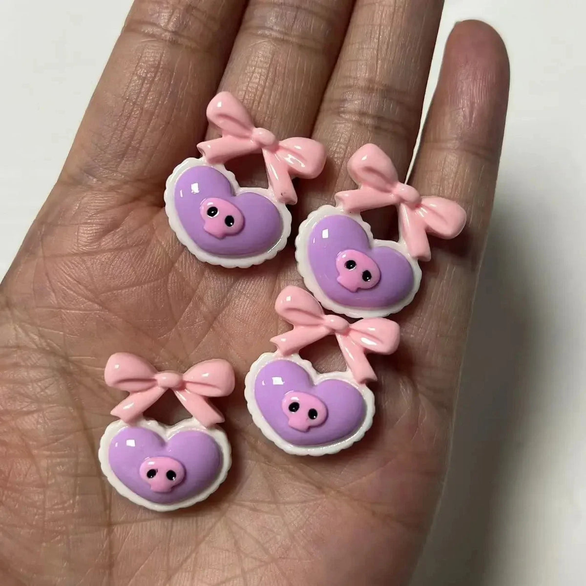 10pcs Macaron Color Skull Bow Skeleton Resin Handmade