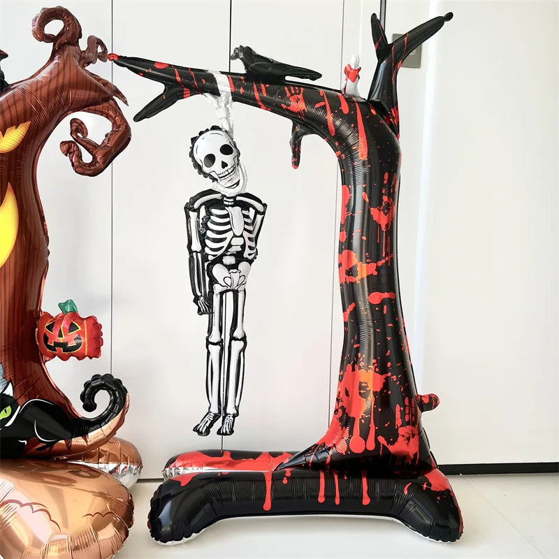 1pcs Halloween Giant Pumpkin Skeleton Standing Balloon House Witch Dead Tree Inflatable Foil Ballon Halloween Party Deco Supplie