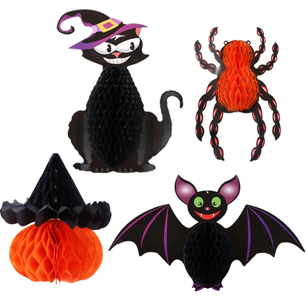 Halloween Honeycomb Bat Hanging Ornaments Spider Decor Mall Windows Scene Setup