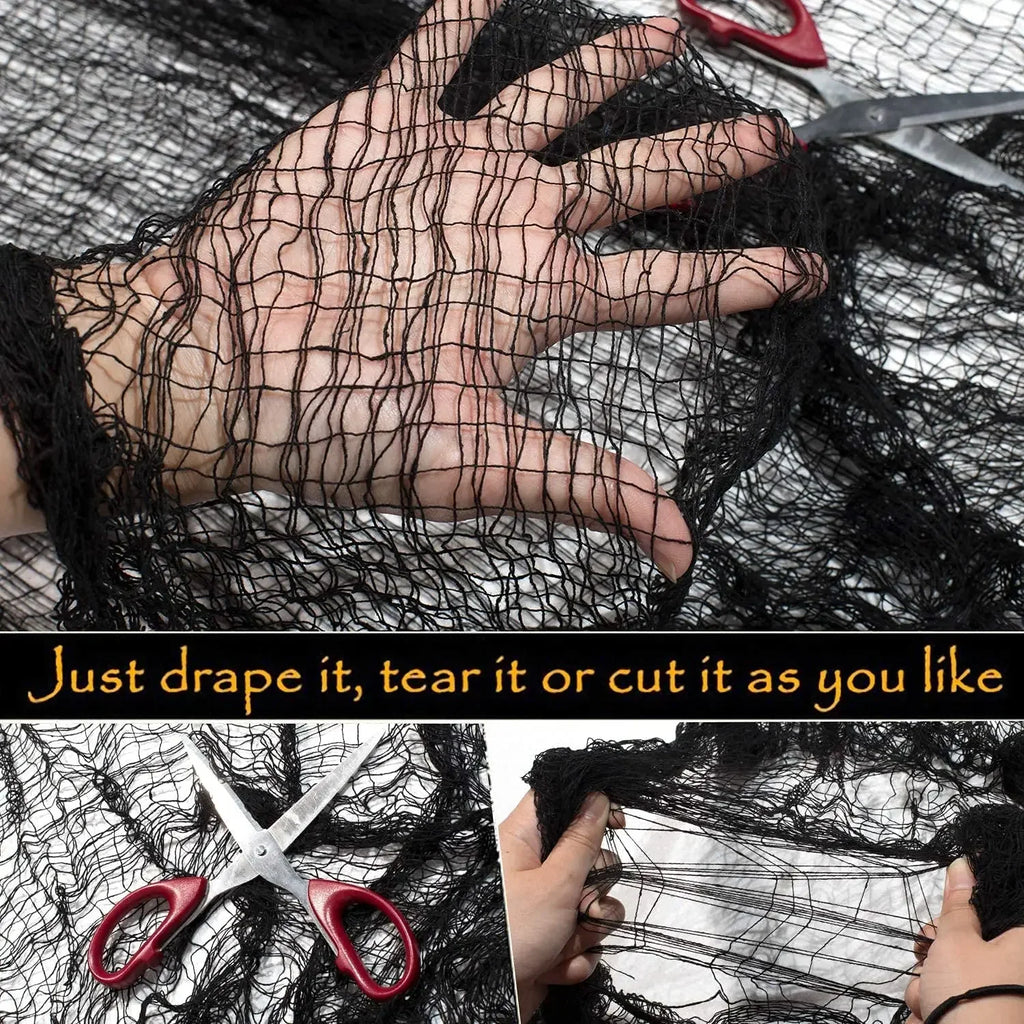 76x183cm Halloween Decorations Black Creepy Gauze