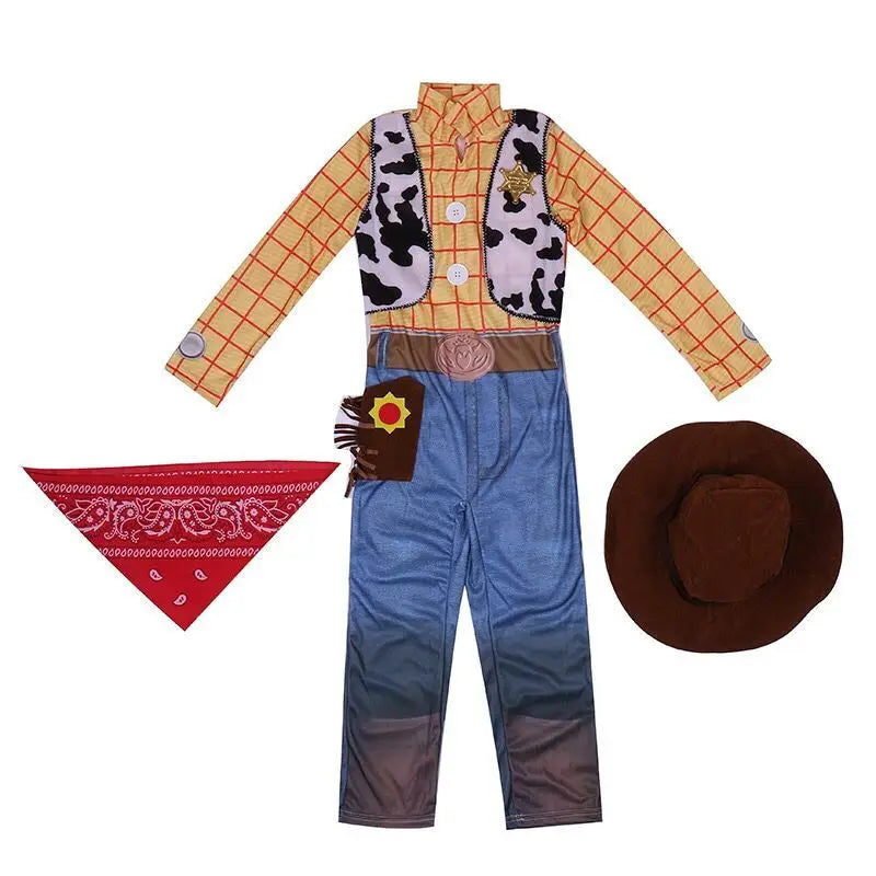 Kids Denim Character Costume Jumpsuit Hat Set