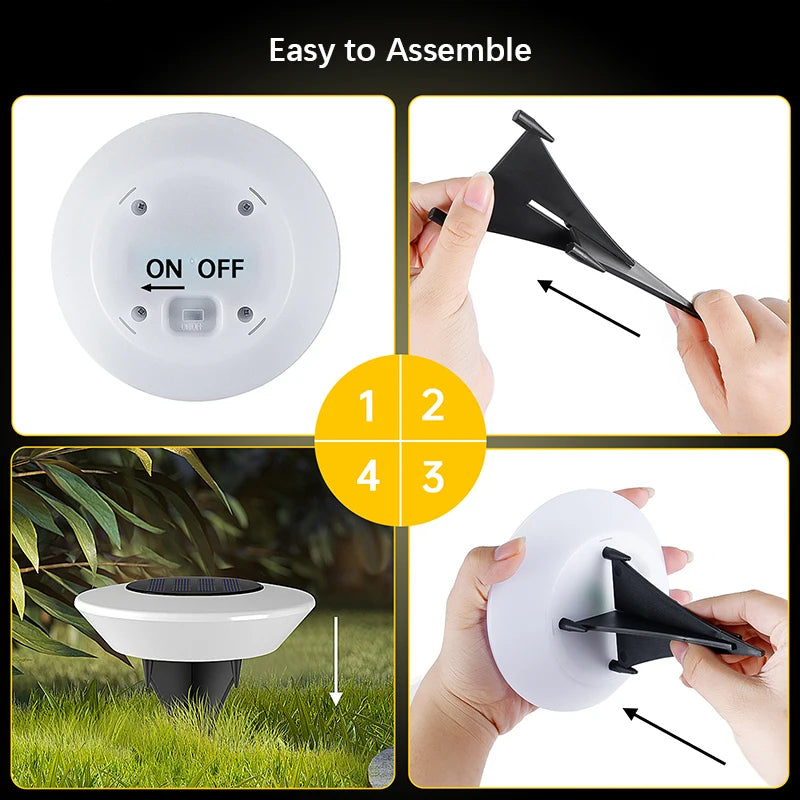 1 4Pack Solar Ground Lights 14LED Waterproof Outdoor Landscape Light LED Lawn