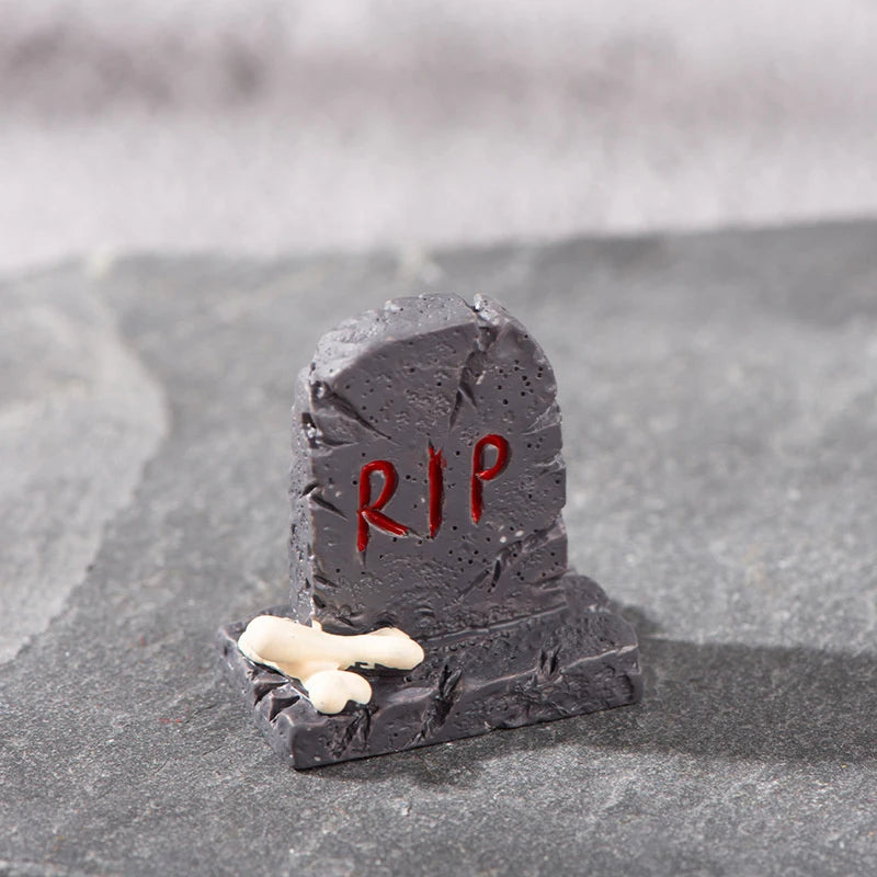 3D Horror Halloween Decoration Miniature Raven Tombstone Ghost Skeleton Skull