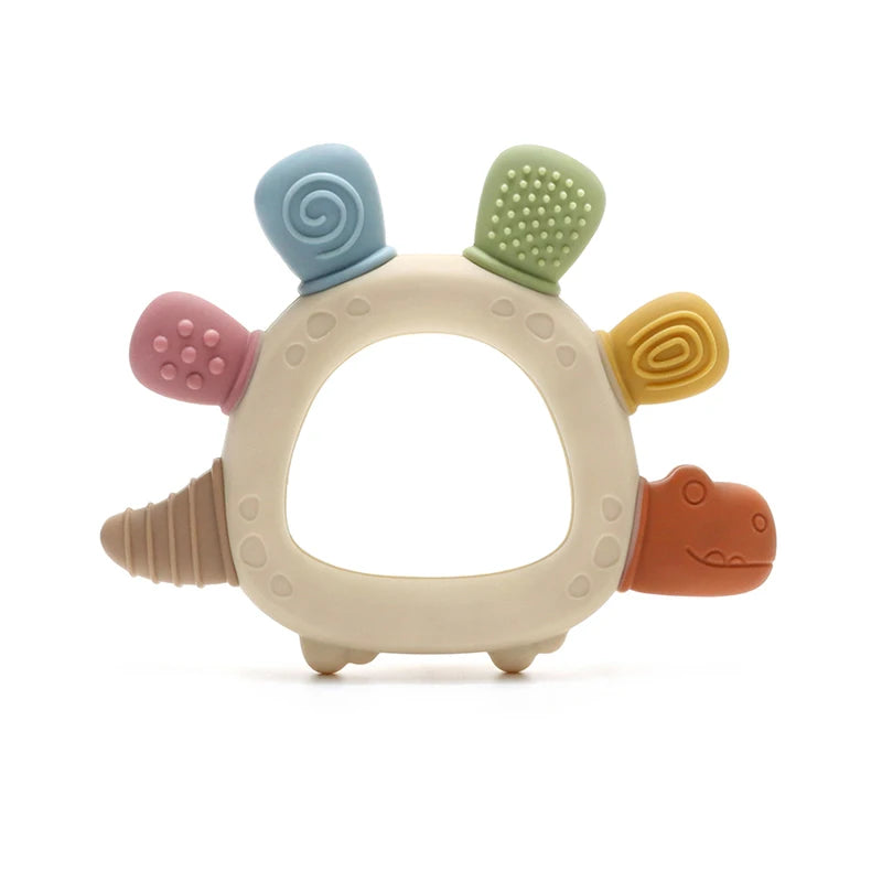 Baby Dinosaur Silicone Teething Toys BPA Free Easy Grip Infant Teether Chew
