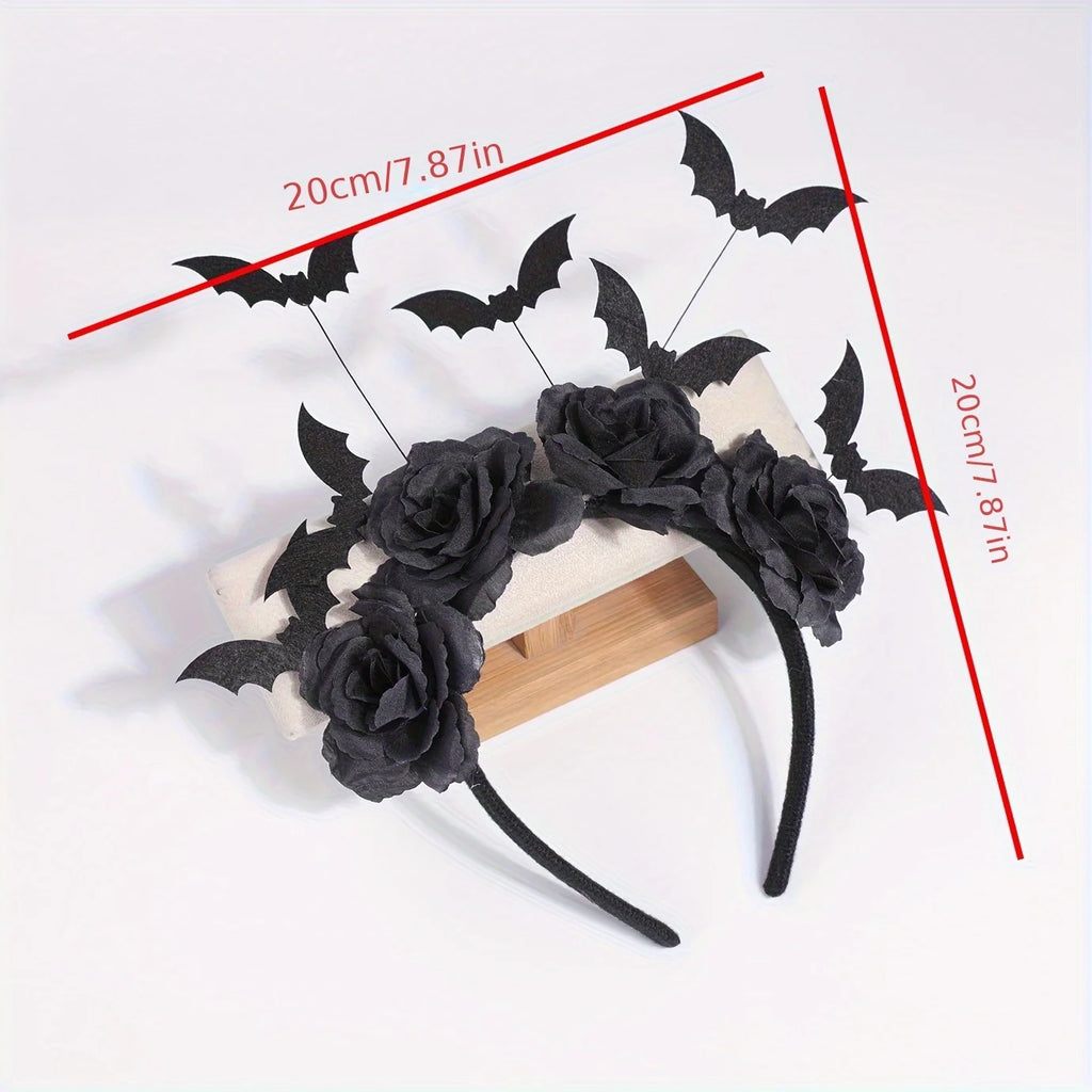 1pcs Halloween Party Headband Cute Witch Hat Black Artificial Flowers Gothic