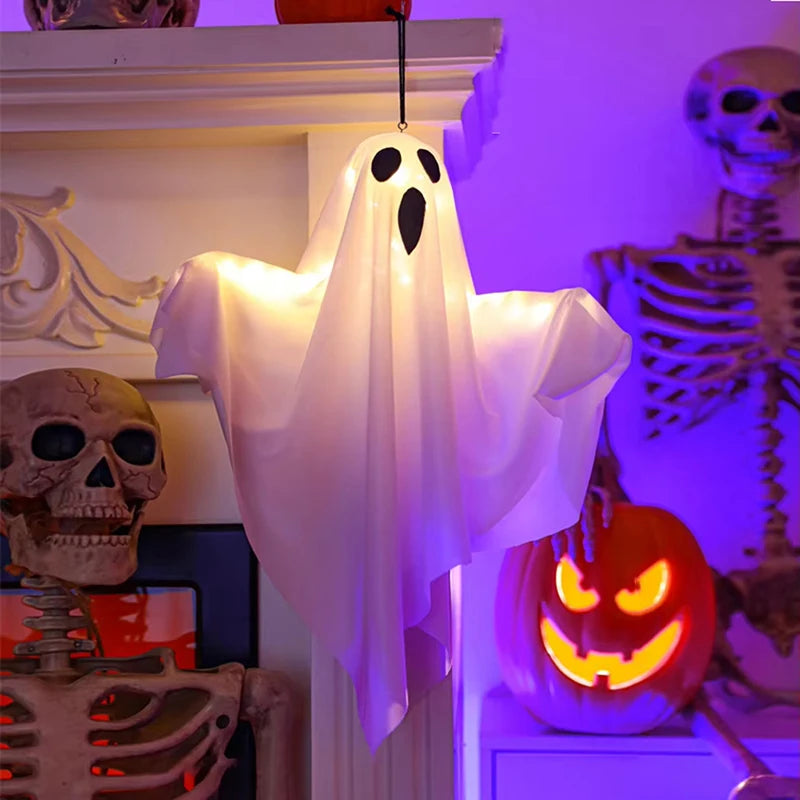 Halloween Glowing White Ghost LED Hanging Horror Props
