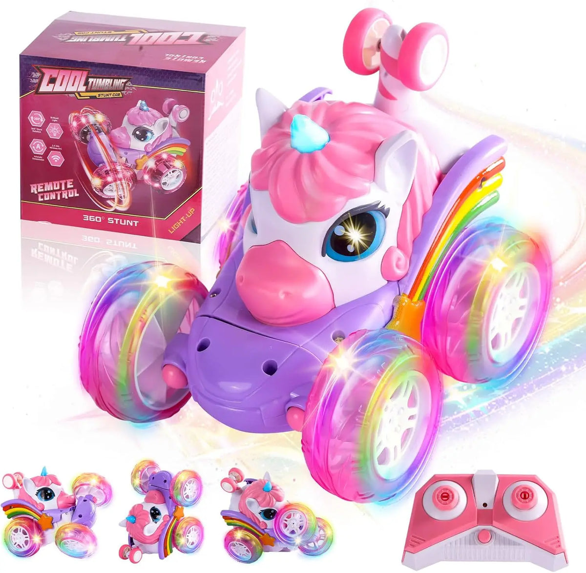 2.4G Lighting unicorn Remote Control Stunt Dump Truck Chase Light Twist