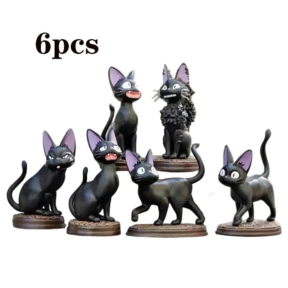 6Pcs Cartoon Black Cat Jiji Gigi Figure Set Anime Collectible