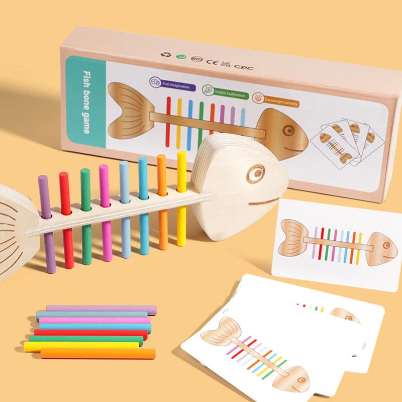 Montessori Color Matching Sensory Toys Wooden Balance Stick Fine Training Game