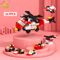 HUIQIBAO 6IN1 City Engineering Car Police Truck Building Blocks Tank Helicopter