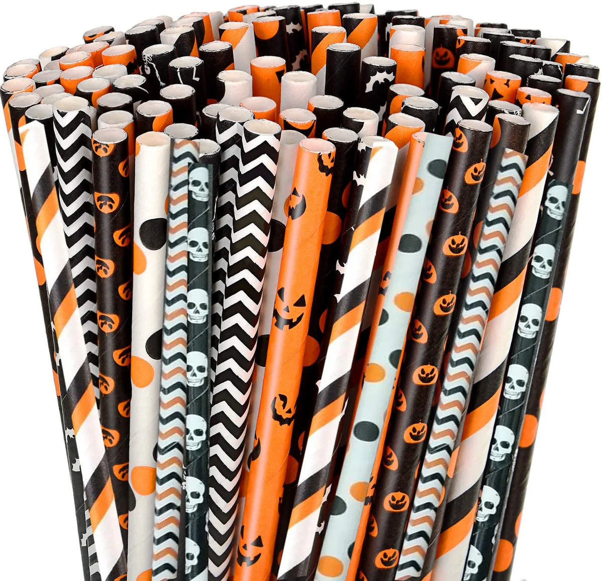 25 50 100pcs Halloween Theme Disposable Paper Straws Spider Skull Pumpkin