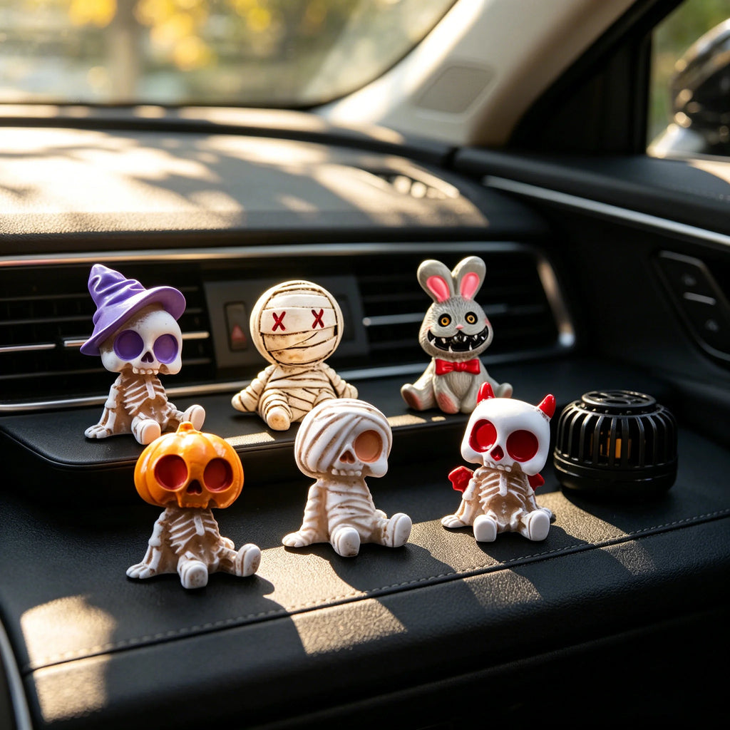 6pcs Halloween Resin Skeleton Mummy Figurines Mini Statues DIY Micro Landscape