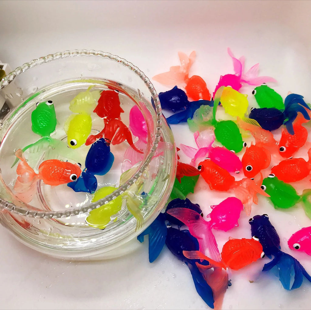Children's Water Toy Soft Rubber Marine Life Buoy Goldfish Net Fishing Model