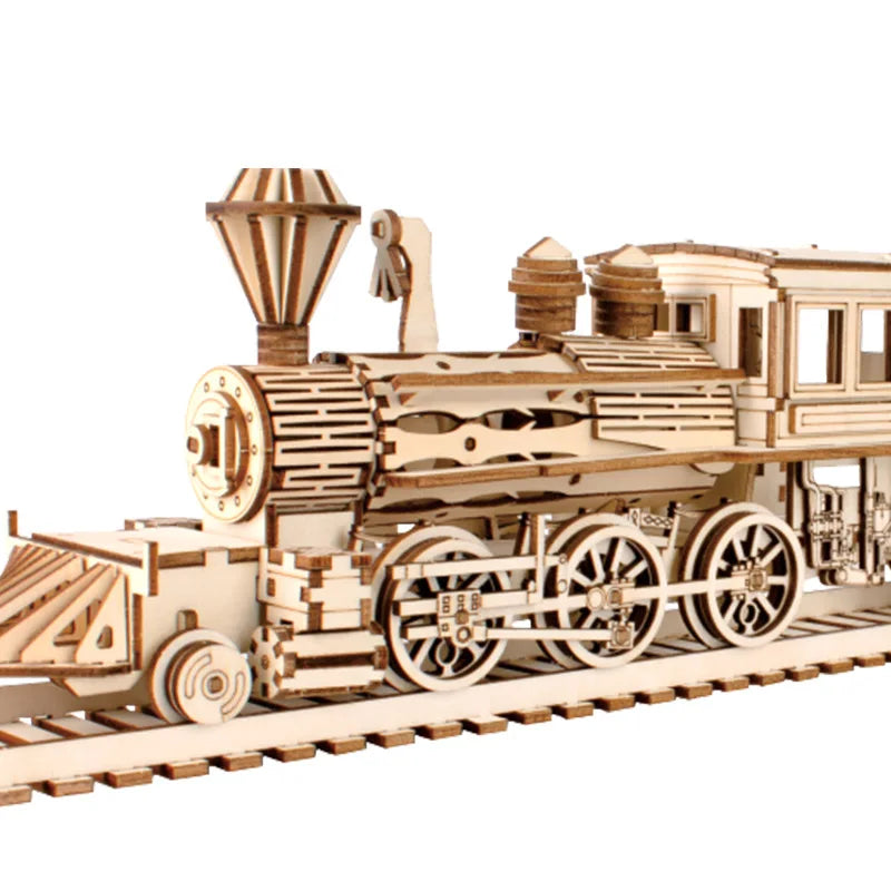 3D Wooden Puzzle Streetcar Sakura Journey Tram Station Retro Bus Model DIY