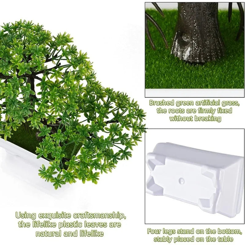 Artificial Plants Bonsai Simulated Tree Potted Fake Flowers Table Porch