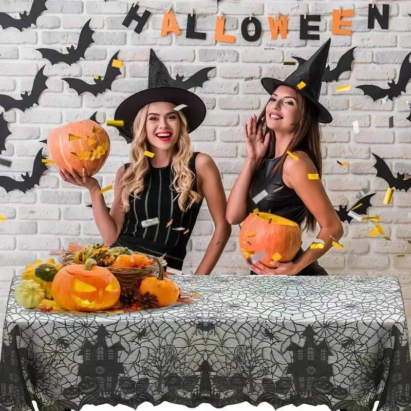 Halloween Lace Tablecloth Spooky Rectangular Table Cover