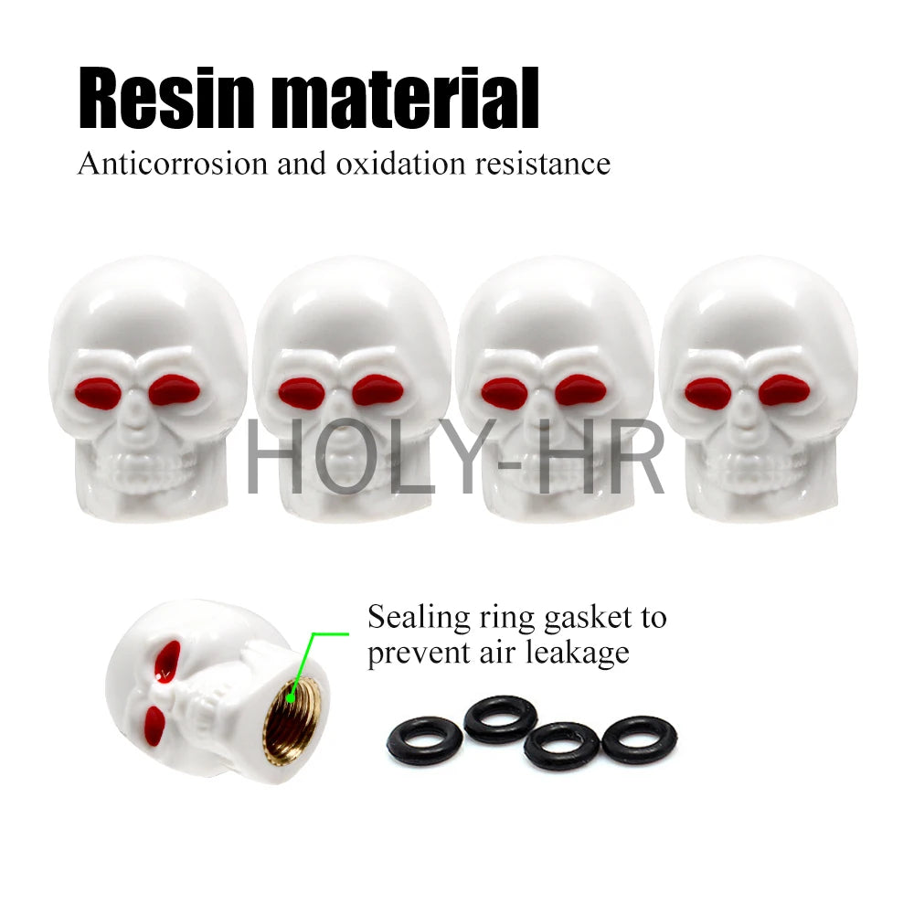 4Pcs Set Universal Car Skull Style Antirust Copper Core Motorcycle Bike Wheel