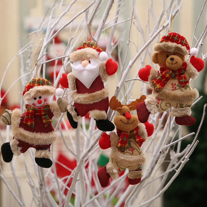 4pcs Merry Christmas Ornaments DIY Xmas Gift Santa Claus Snowman Tree Pendant