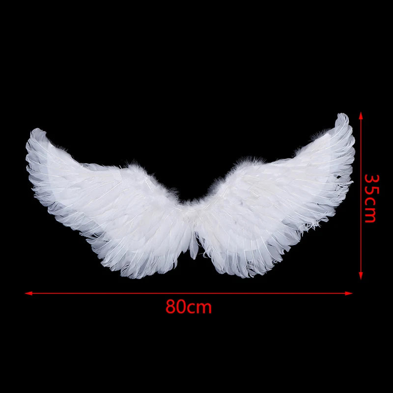 Kids Adult Party Swallow White Angel Feather Wings Halo Magic Wands Cosplay