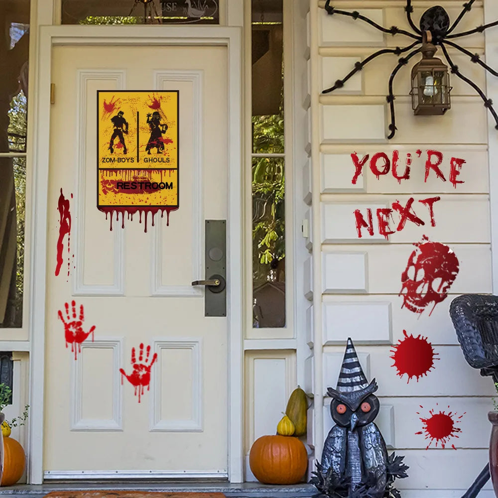 Halloween Wall Doors Windows Stickers Blood Handprint Footprint Skull