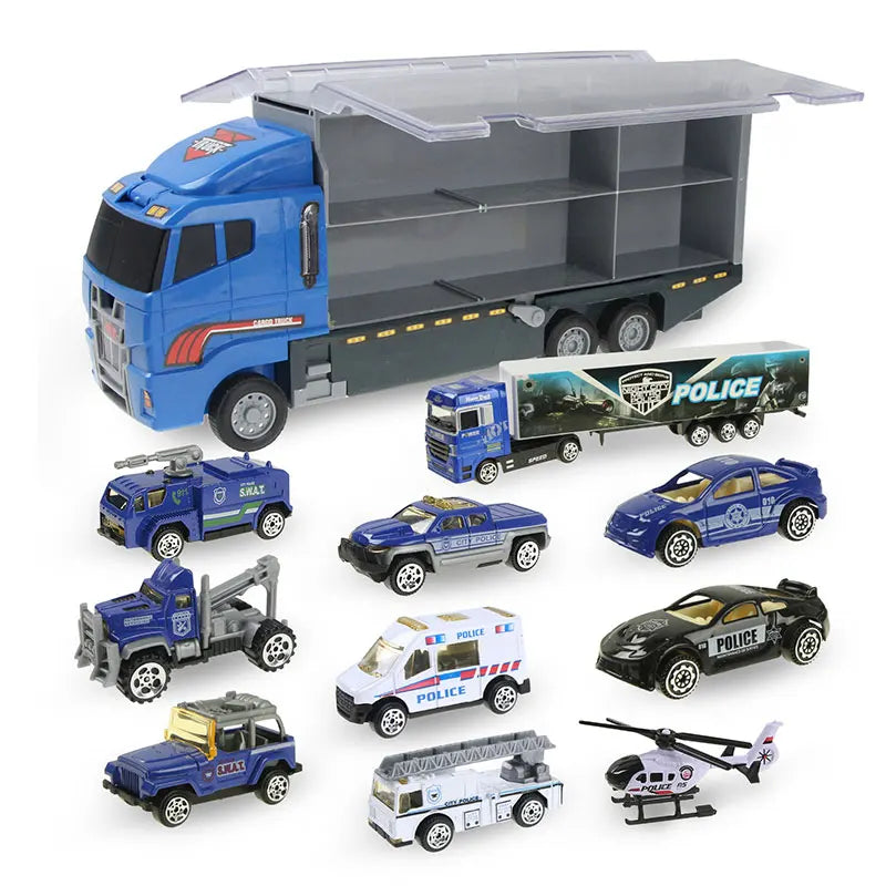 10 In 1 Construction Toys Truck Storage Die-cast Vehicle Transporter Car
