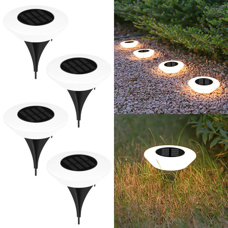 1 4Pack Solar Ground Lights 14LED Waterproof Outdoor Landscape Light LED Lawn