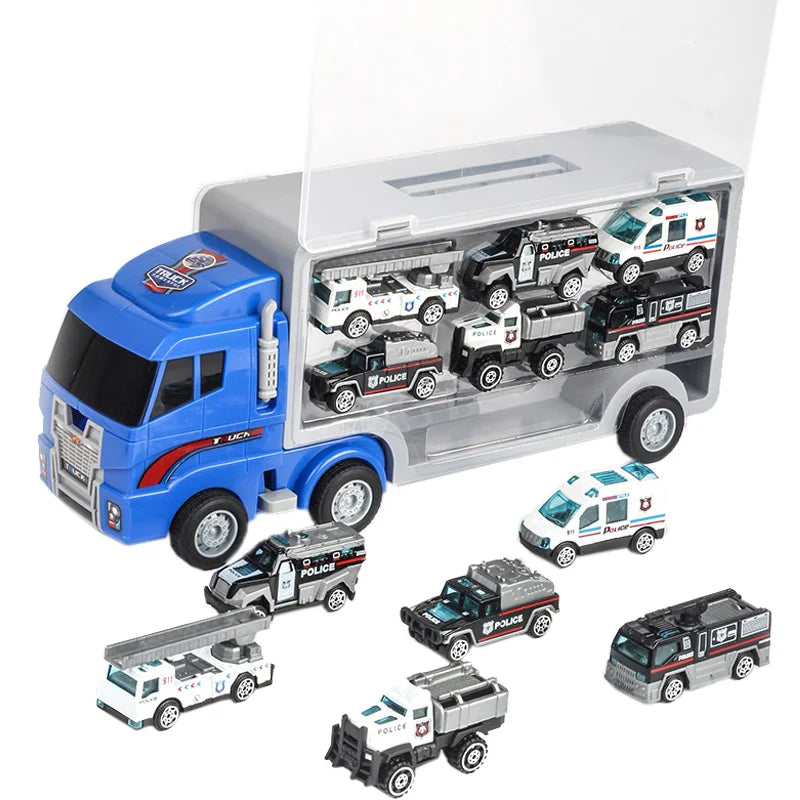 10 In 1 Construction Toys Truck Storage Die-cast Vehicle Transporter Car