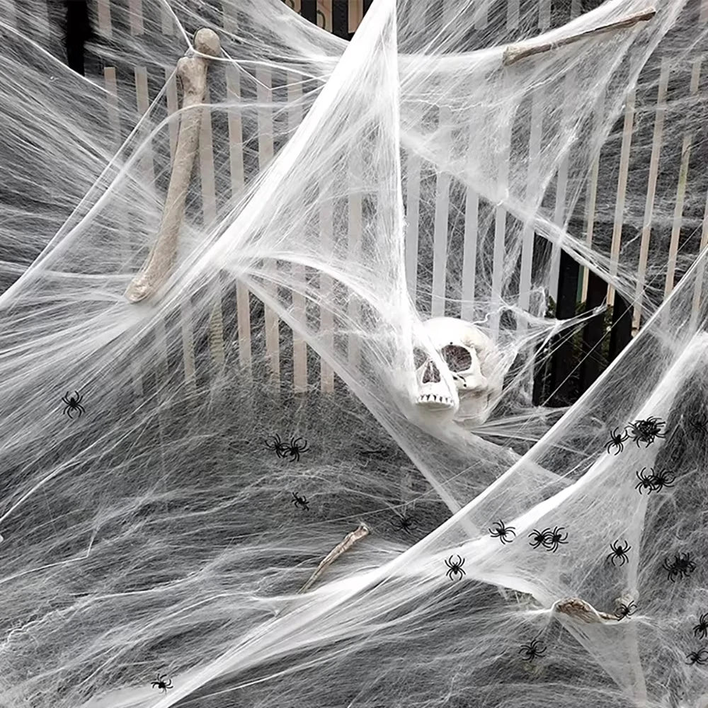 Halloween Decoration Spider Web Artificial Cobweb Stretchy Cobweb Spider