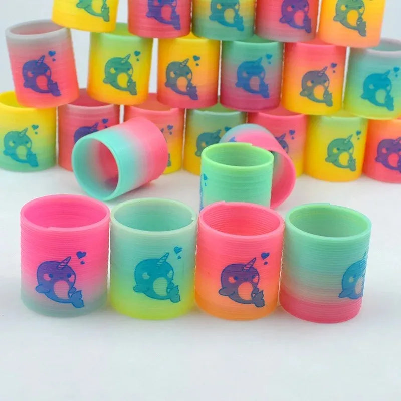 24PCS Rainbow Magic Springs Circle Toys Kids Birthday Party Favors Gifts
