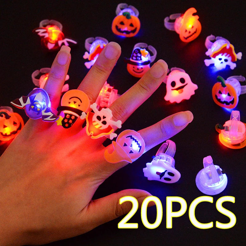 10/20PCS Cute Halloween Glowing Rings Bracelet Gift