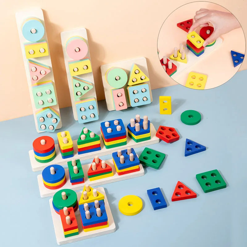 Montessori Wooden Building Blocks Color