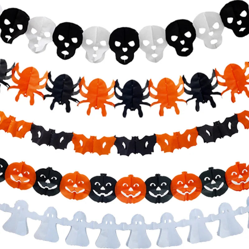 Halloween Flower Ghost Festival Scene Decoration Pull Flag Spider Bat Ghost