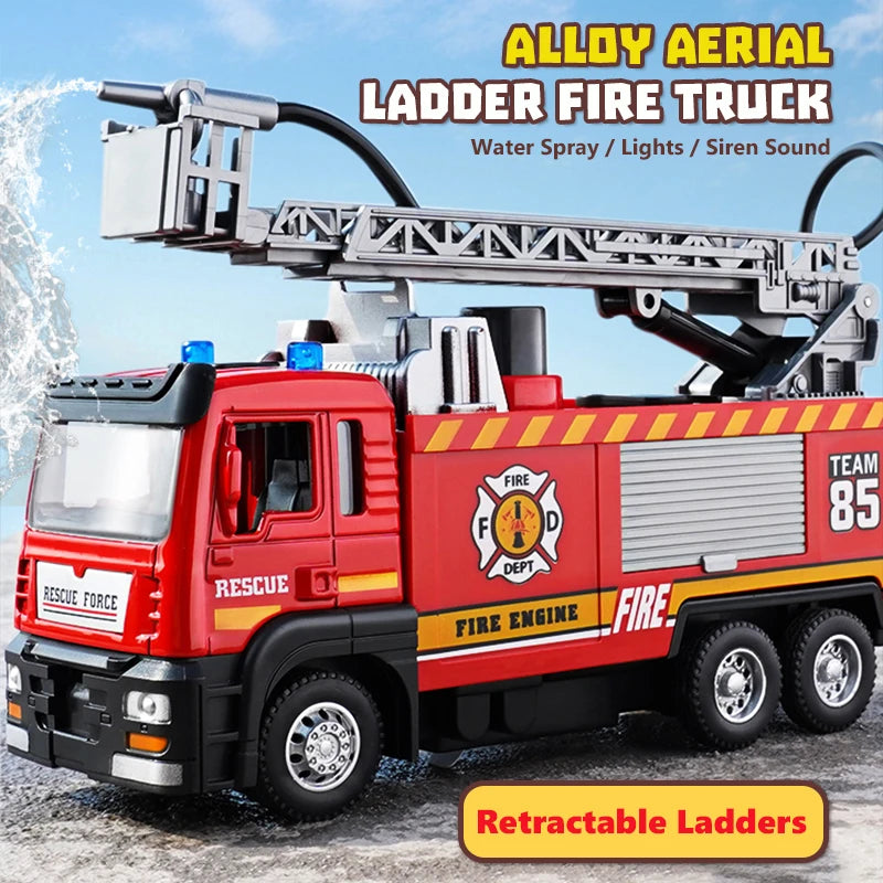 1:50 Alloy Fire Truck Firefighter Simulation Sprinkler Car Diecast Water Spray