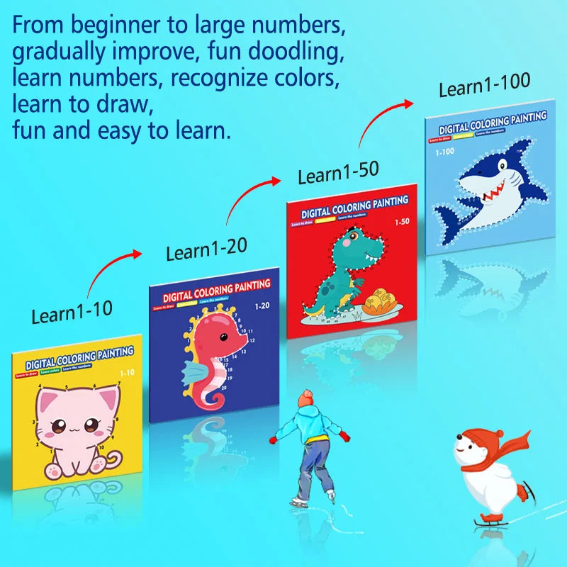 Line Drawing Children Doodle Book Learning Numbers Early