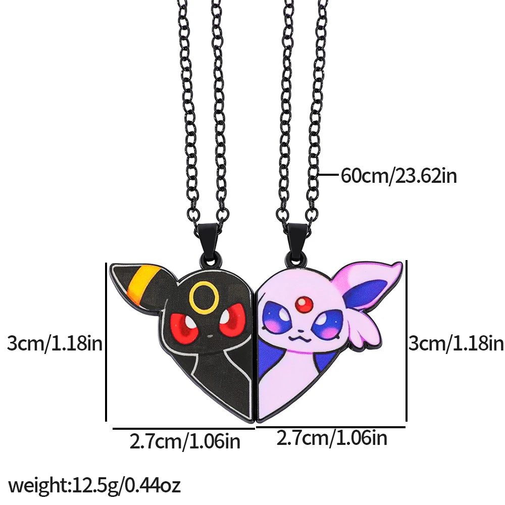 2-piece Cute Eevee Cartoon Pendant Necklace Metal