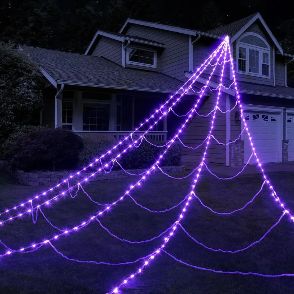 Practical 8 Modes Halloween Spider Web Lights LED