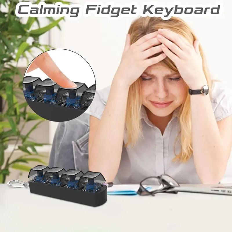 4-Key Finger Button Anti-Stress Toy Keychain