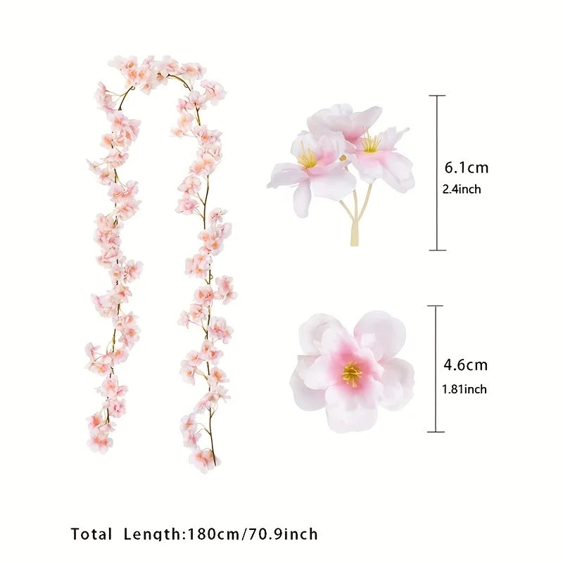 1pc 5.6ft Artificial Sakura Flowers Vine Wedding Garden Rose Arch Home Party
